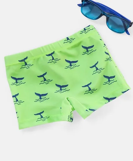بيبي هاغ شورت سباحة بطباعة سمك القرش - أخضر