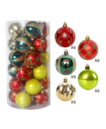 Christmas Decoration Mixed Ornaments - Pack of 30