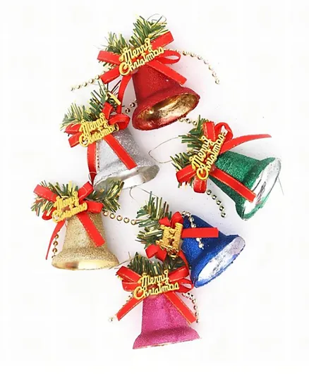 Merry Christmas Bell Hanging Decor Multicolor - Pack of 6