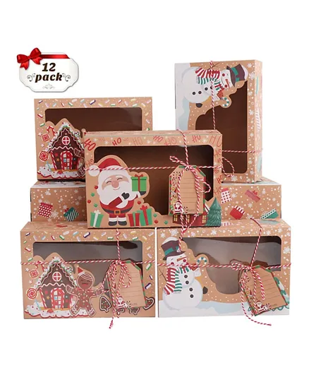 Santa Foldable Christmas Gift Box - Pack of 12