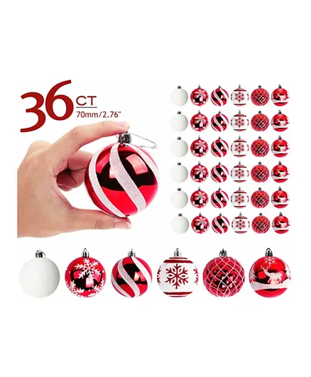 Christmas Decoration Mixed Ornaments - Red & White