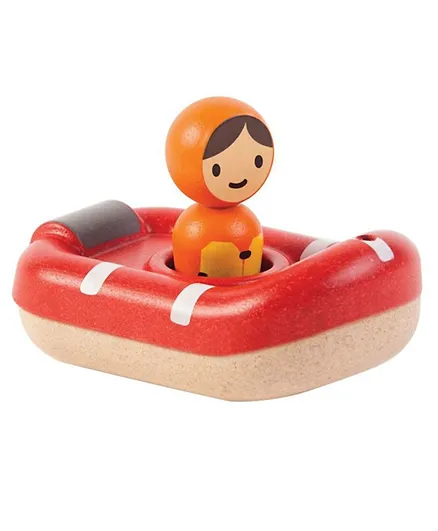 Plan Toys  Sustainable Play Wooden Coast Guard Boat - Multicolor