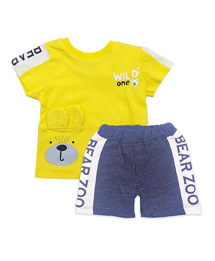 Donino Baby Bear Zoo Tee with Shorts Set - Yellow