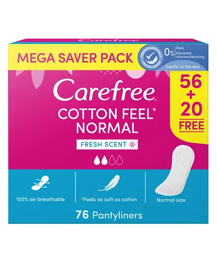 Carefree Cotton Fresh Panty Liners Megapack - 76 Pieces
