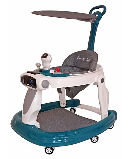Regular Baby Walker with Toy Tray and Canopy - Green