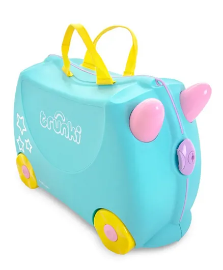 Trunki Original Suitcase Kids Ride On And Carry-On Luggage Una Unicorn  -Turquoise