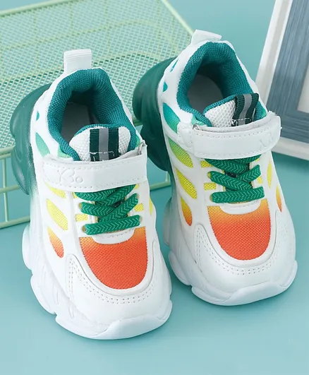 Babyoye Sports Shoes with Velcro Closure - White & Green