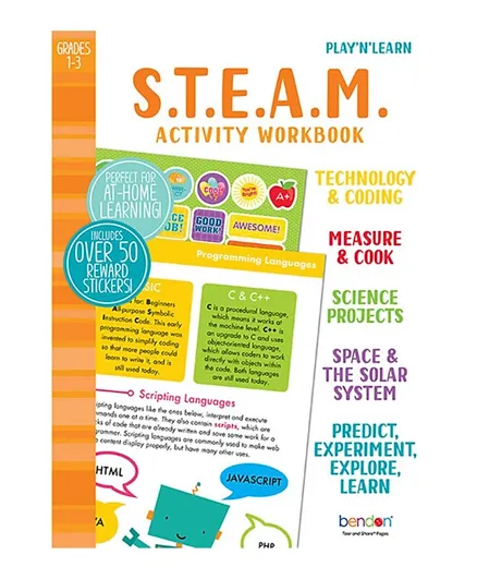 Bendon USA S.T.E.A.M. Activity Workbook With Stickers