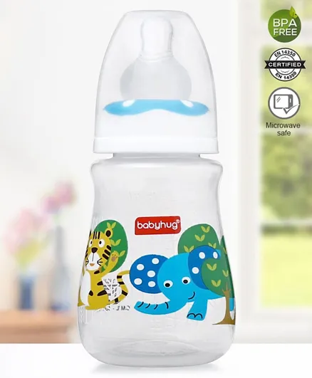 Babyhug Polypropylene Drop Anti- Colic Feeding Bottle Blue - 150 ml