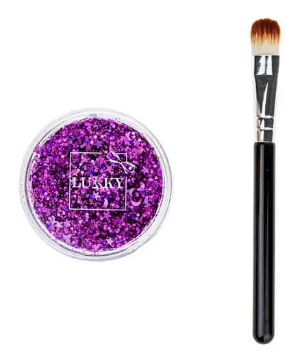 Lukky Body Glitter Gel With Brush Purple - 25mL