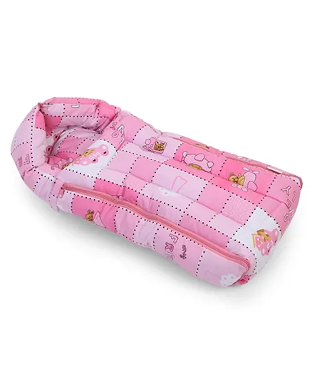 Babyhug lovely Friends Print Soft Sleeping Bag with Zipper - Pink