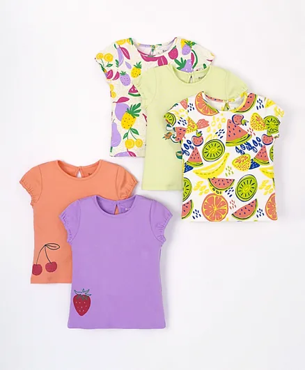 Bonfino 5 Pack Interlock Fabric T-Shirts - Multicolor