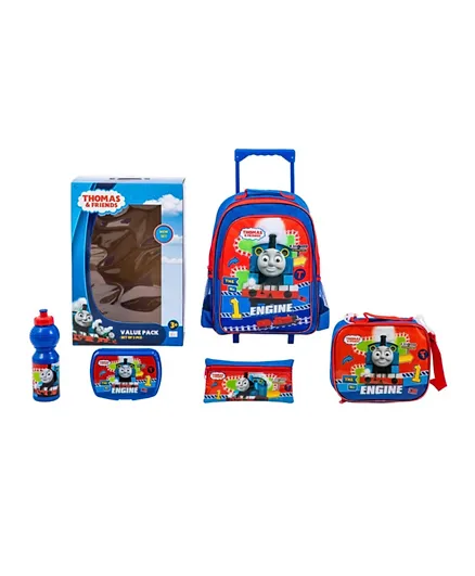 Comansi Thomas & Friends Trolley Backpack + Pencil Pouch + Lunch Bag + Lunch Box + Water Bottle