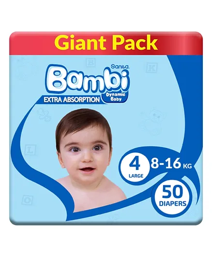 Sanita Bambi Baby Diapers Giant Pack Size 4 - 50 Pieces