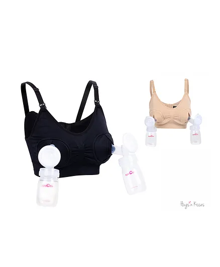 Hugs n Kisses Hands-Free Pumping / Nursing Bra Midnight Medium