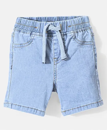 Bonfino Above Knee Length Cotton Solid Denim Shorts - Light Wash