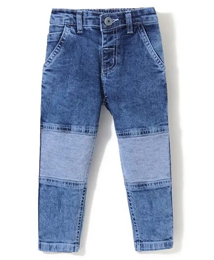 Babyhug Cotton Stretchable Full Length Washed Denim Jeans - Blue