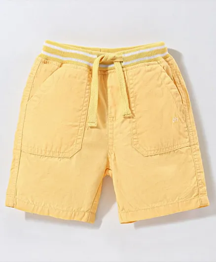 Babyhug 100% Cotton Woven Knee Length Solid Bermuda - Yellow