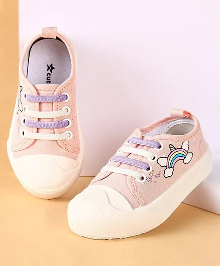 Cute Walk by Babyhug Lace Up Closure Casual Shoes Rainbow Print - Pink
