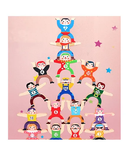 Wooden People Stacking Toy Multicolor - 16 Pieces