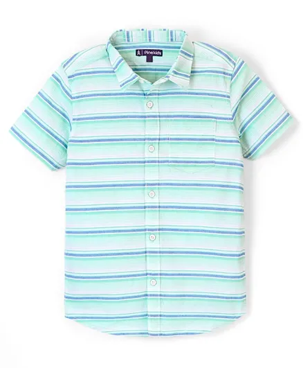 باين كيدز قميص بأكمام نصفية بتصميم مخطط - أخضر