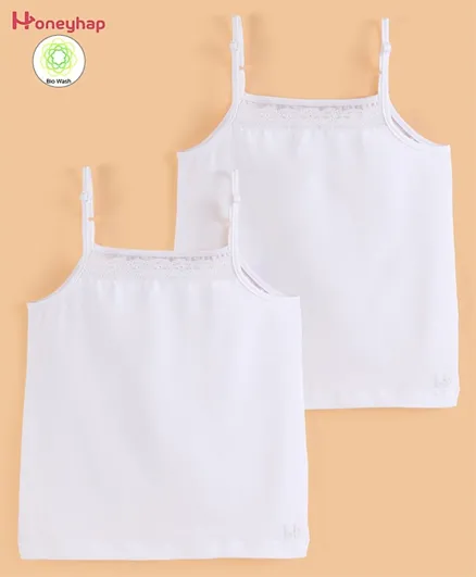 Honeyhap Premium  Cotton Super Soft & Stretch Solid Set Of Slips With Bio Finish Pack of 2 - White