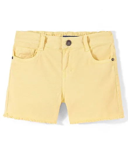 Pine Kids Thigh Length Cotton Elastane Over Dyed Shorts - Yellow