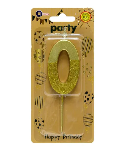 Italo Golden Glitter Dipped Birthday Candle Number 0