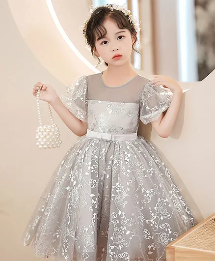Kookie Kids Lace Party Dress - Grey
