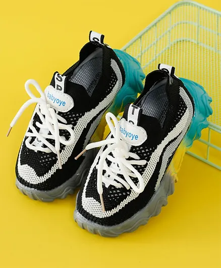 Babyoye Sports Shoes With Lace Up Closure - Black