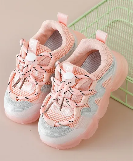 Babyoye Lace Up Sports Shoes - Pink