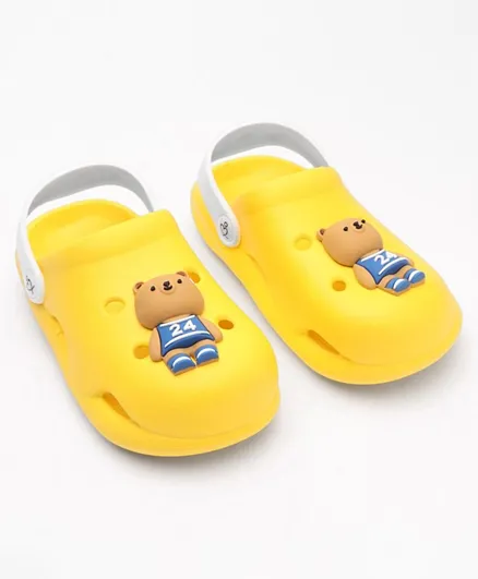 Babyoye Back Strap Closure Clogs with Bunny Applique - Yellow