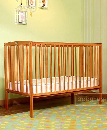 Babyhug 3 Level Height Adjustable Malmo Wooden Cot  - Natural