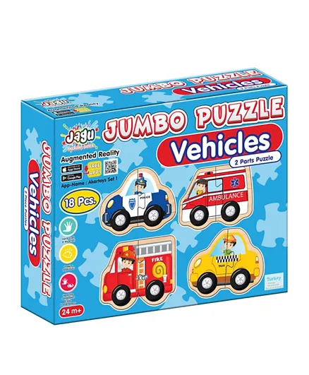 Akar Toys Jagu 2 Parts Vehicles Jumbo Puzzle - 18 Pieces