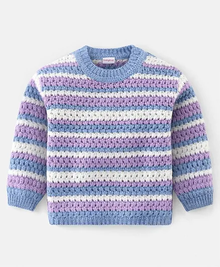 Babyhug 100% Acrylic Knit Full Sleeves Striped Sweater - Multicolour