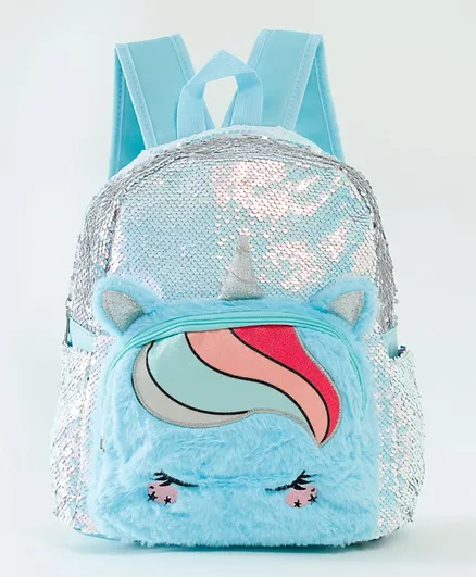 Cute Unicorn Sequin Printed Backpack Blue - 13.7 Inches