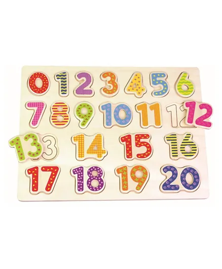 Lelin Wooden Number Board Puzzle - 20 Pieces