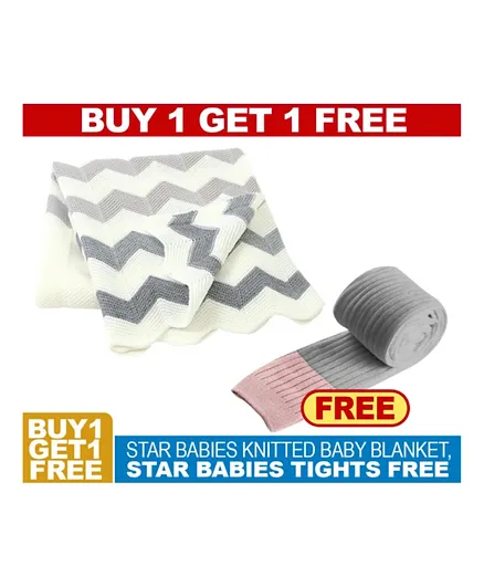 Star Babies Knitted Blankets with Kids Tights - Grey