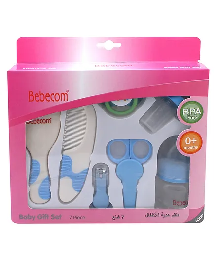 Bebecom Newborn Grooming Gift Set 7 Piece, BPA-Free, Assorted Colors, Perfect for Babies 0 Months+