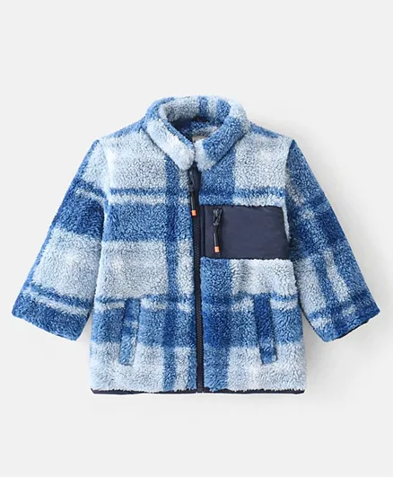 Bonfino Full Sleeves Checked Jacket With Contrast Solid Pocket-Blue