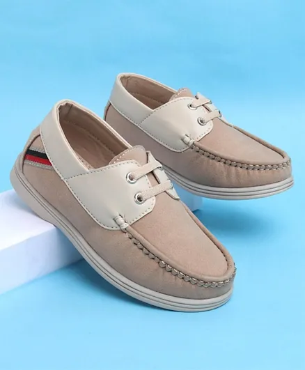 باين كيدز - حذاء لوفر سهل الارتداء بألوان متعددة - بيج