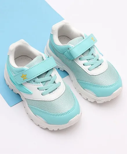 Cute Walk by Babyhug Color Block Sports Shoes with Velcro - Light Green & White