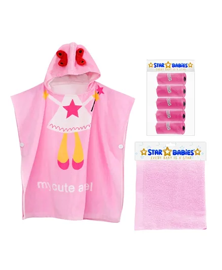 Star 5 Pc Babies Color Mood Scented Bag And Face Towel With Poncho Combo