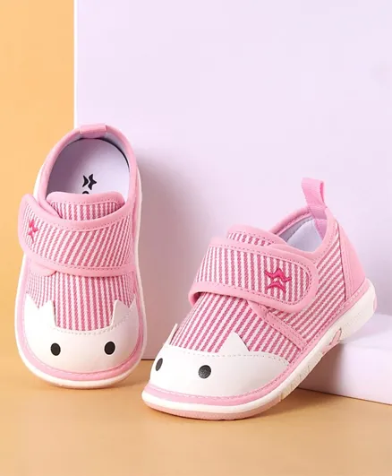 Cute Walk by Babyhug Velcro Closure Musical Stripe Casual Shoes - Pink