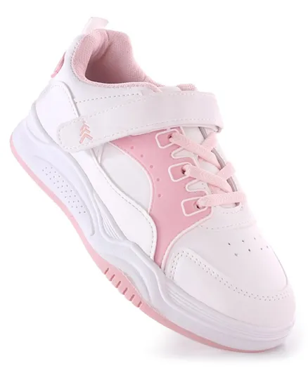 باين كيدز أحذية سنيكرز بإغلاق فيلكرو للأطفال - أبيض ووردي