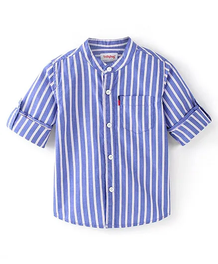 Babyhug 100% Cotton Woven Full Sleeves Striped Shirt - Blue
