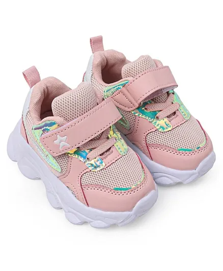 Cute Walk by Babyhug Holographic Sports Shoes with Velcro Closure - Pink