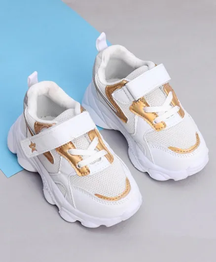 Cute Walk by Babyhug Holographic Sports Shoes with Velcro Closure - White