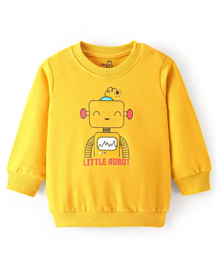 Doodle Poodle 100% Cotton Looper Knit Full Sleeves Sweatshirt Robo Print - Yellow