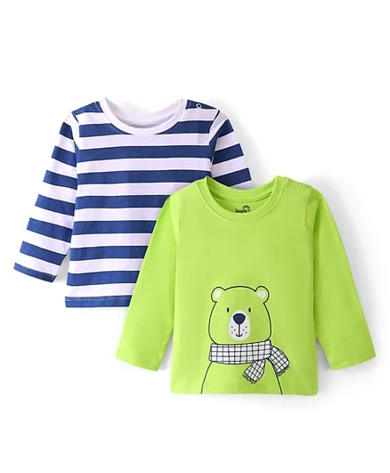 Doodle Poodle 2 Pack  100% Cotton Full Sleeves T-Shirts Teddy Print - Green & White